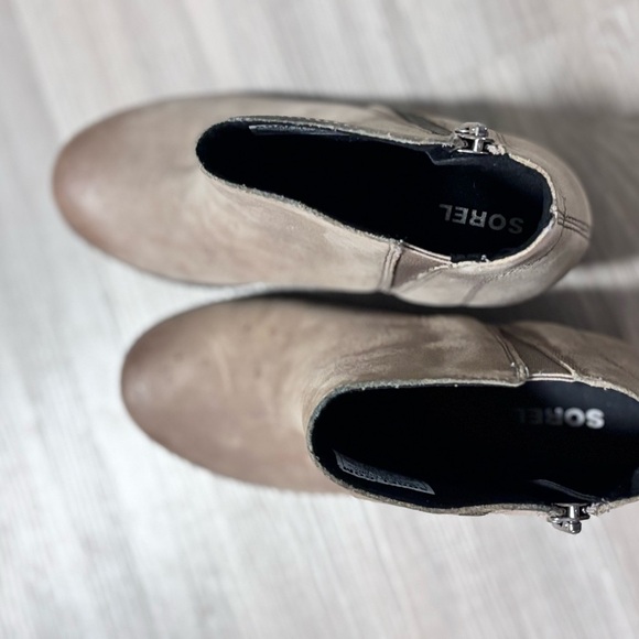 Women's Taupe Wedge Ankle Boots - Picture 8 of 9